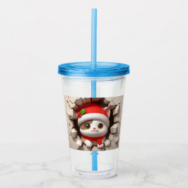 Vaso Acrílico Navidades Cat 3D