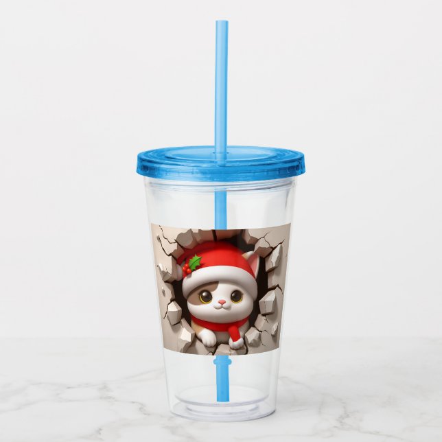 Vaso Acrílico Navidades Cat 3D (Anverso)