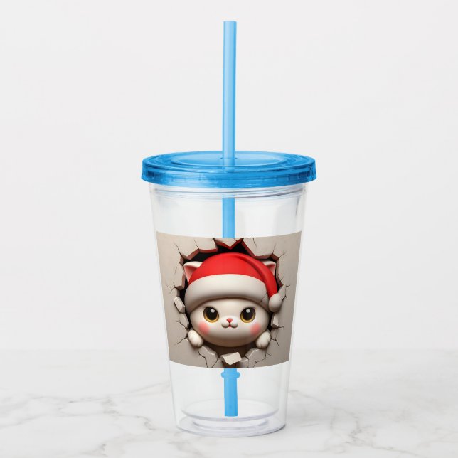 Vaso Acrílico Navidades Cat 3D (Anverso)