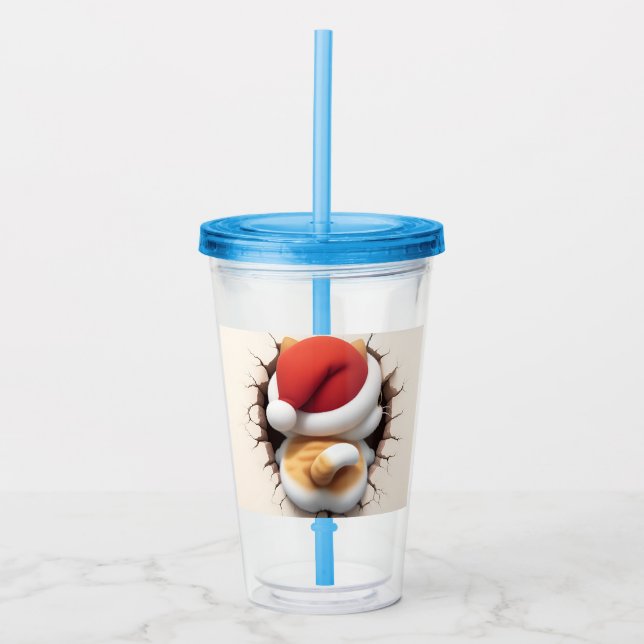 Vaso Acrílico Navidades Cat 3D (Anverso)