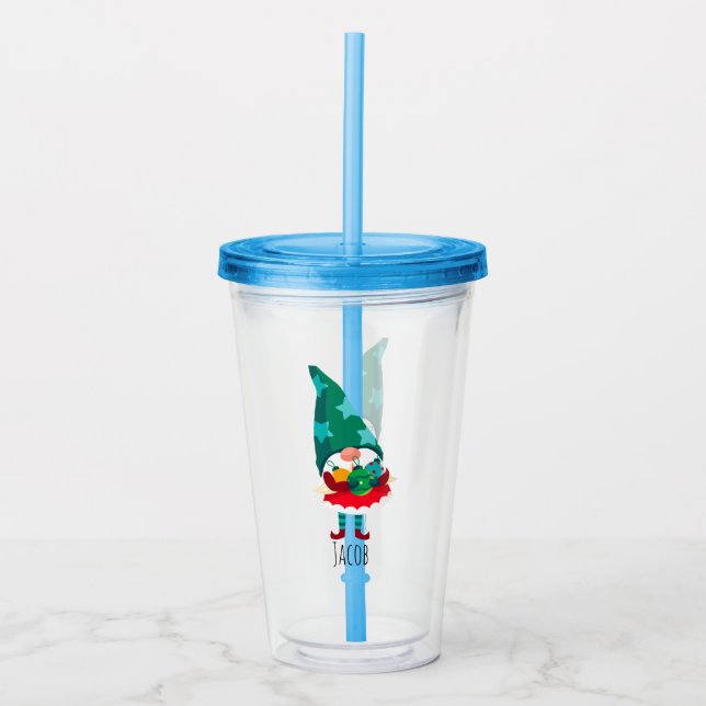 Vaso Acrílico Navidades con adornos navideños (Anverso)