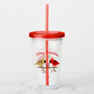 Vaso Acrílico Navidades cortos cardenales y Personalizado de las