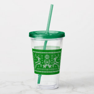 Vaso Acrílico Navidades de campanas de jingle con suéter feo ado