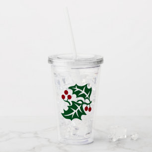 Vaso Acrílico Navidades de Green Holly Red Berries