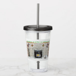 Vaso Acrílico Navidades de Keeshond picotean perro con pintura d
