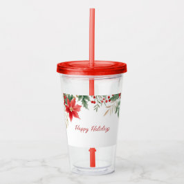 Vaso Acrílico Navidades de la Poinsettia Roja Holiday Tumbler ac
