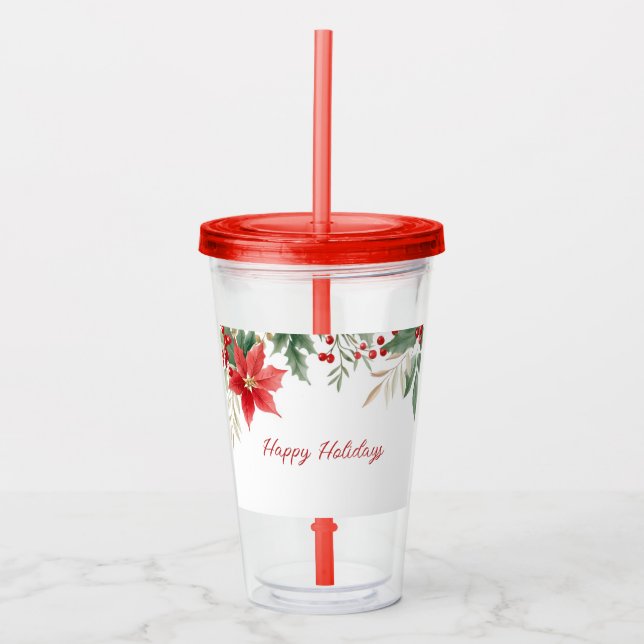 Vaso Acrílico Navidades de la Poinsettia Roja Holiday Tumbler ac (Anverso)