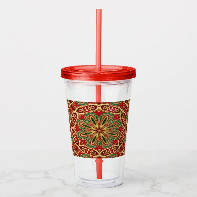 Vaso Acrílico Navidades de oro rojo festividad de Tumbler acríli