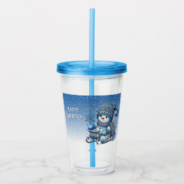 Vaso Acrílico Navidades de Snowman corredores festejan Tumbler a
