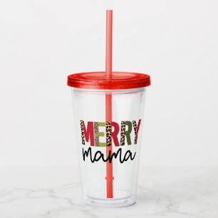Vaso Acrílico Navidades de vacaciones "Merry Mama" de moda