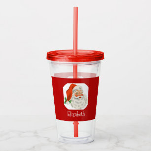 Vaso Acrílico Navidades del Retro Vintage Jolly Santa Claus