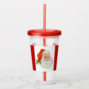 Vaso Acrílico Navidades del Retro Vintage Jolly Santa Claus
