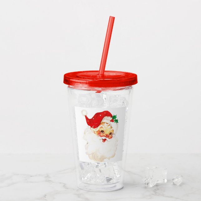 Vaso Acrílico Navidades del Viejo Santa Claus Retro Jolly (Reverso (hielo))