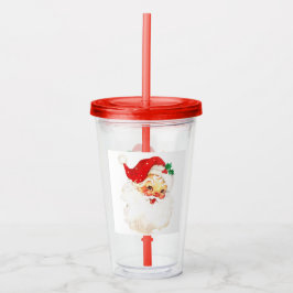 Vaso Acrílico Navidades del Viejo Santa Claus Retro Jolly
