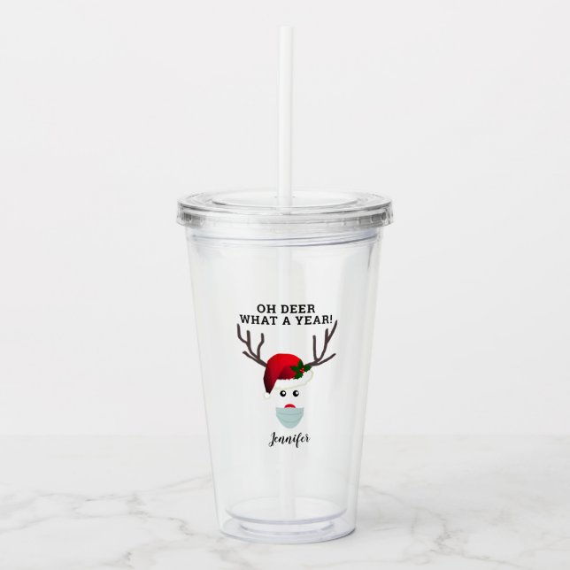 Vaso Acrílico Navidades divertidos y cómodos enfrentan nombre de (Anverso)