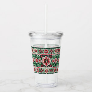 Vaso Acrílico Navidades/Feria de invierno isla roja y verde