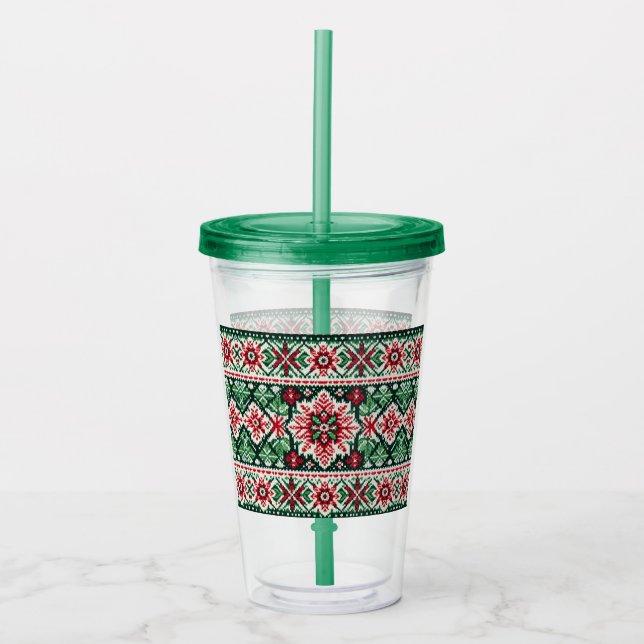 Vaso Acrílico Navidades/Feria de invierno isla roja y verde (Anverso)