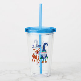 Vaso Acrílico Navidades Gnome personalizados de Blue Cute Deer