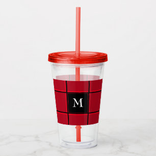 Vaso Acrílico Navidades iniciales rojos y negros
