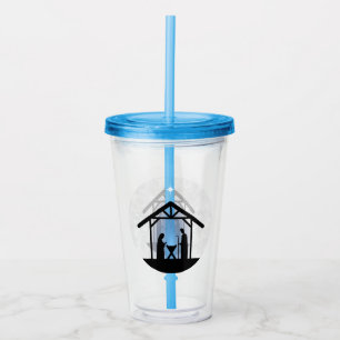 Vaso Acrílico Navidades Natividad Escena religiosa