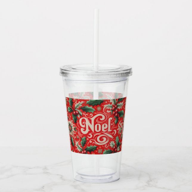 Vaso Acrílico Navidades Noel Red & Green (Anverso)
