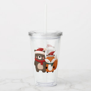 Vaso Acrílico Navidades/Oso blanco invernal y Fox