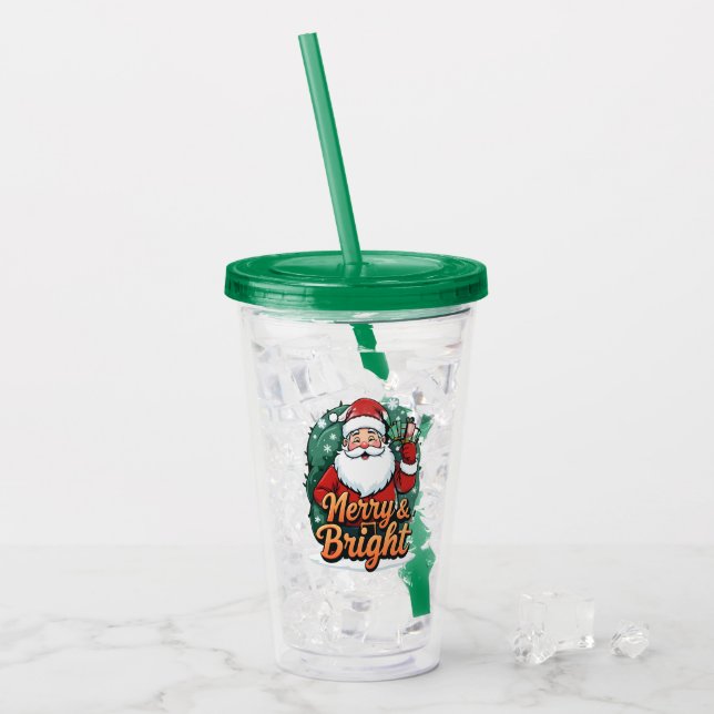 Vaso Acrílico Navidades - "Papá Noel y Papá Noel" (Anverso (hielo))