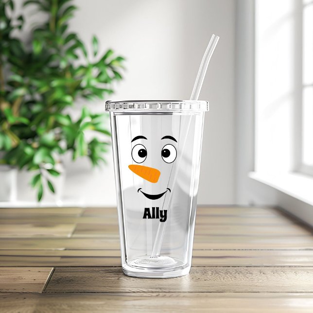 Vaso Acrílico navidades personalizados Nombre y Cara de Snowman  (Subido por el creador)