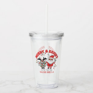 Vaso Acrílico Navidades Retro Merry Y Bright