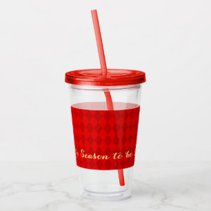 Vaso Acrílico Navidades retro Patrón rojo esta temporada para se