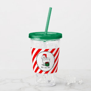 Vaso Acrílico Navidades Santa Bichon Frise Dog Cute