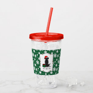 Vaso Acrílico Navidades Santa Black Labrador Retriever Cute