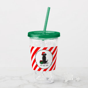 Vaso Acrílico Navidades Santa Black Labrador Retriever Cute