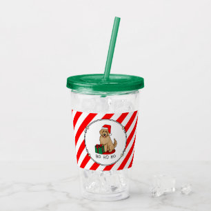 Vaso Acrílico Navidades Santa Goldendoodle (rojo dorado) Cute de