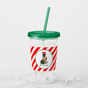 Vaso Acrílico Navidades Santa Hat German Shepherd Dog Cute