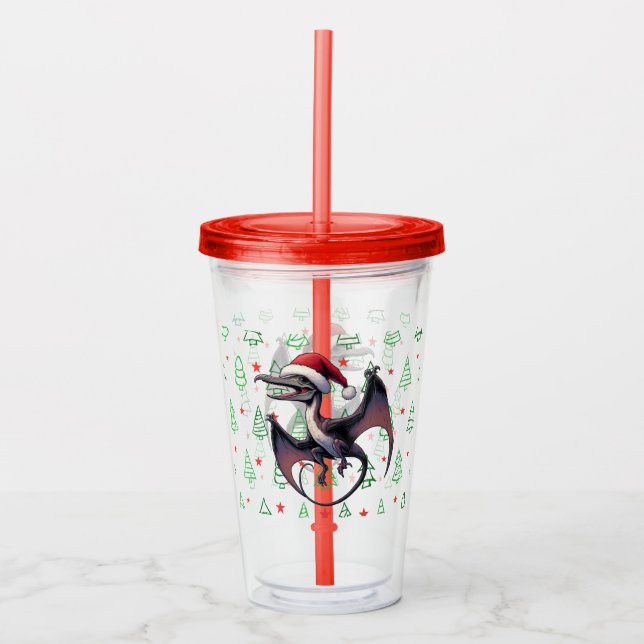Vaso Acrílico Navidades Santa hat pterodáctilo (Anverso)