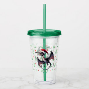 Vaso Acrílico Navidades Santa hat pterodáctilo