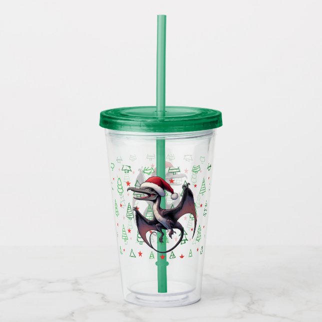 Vaso Acrílico Navidades Santa hat pterodáctilo (Anverso)