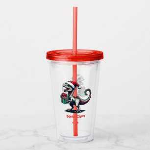 Vaso Acrílico Navidades Santa hat raptor