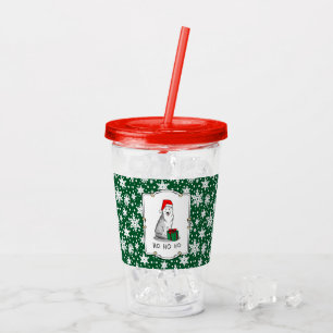 Vaso Acrílico Navidades Santa Hat Siberian Husky (plata) Cute
