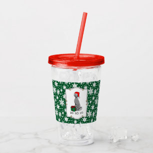 Vaso Acrílico Navidades Santa Hat Weimaraner Dog (gris 1) Cute