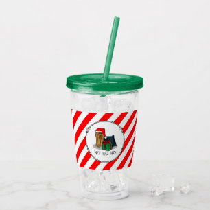 Vaso Acrílico Navidades Santa Hat Yorkshire Terrier Yorkie Cute