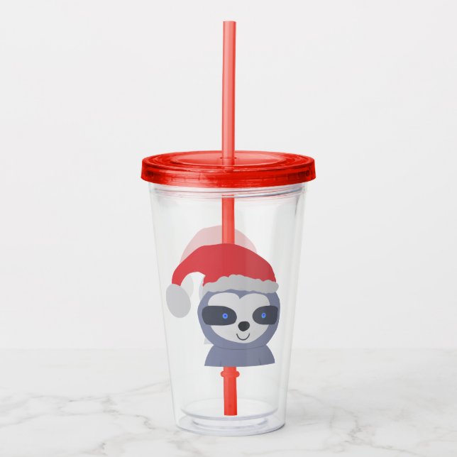 Vaso Acrílico Navidades Sloth con Santa Hat (Anverso)