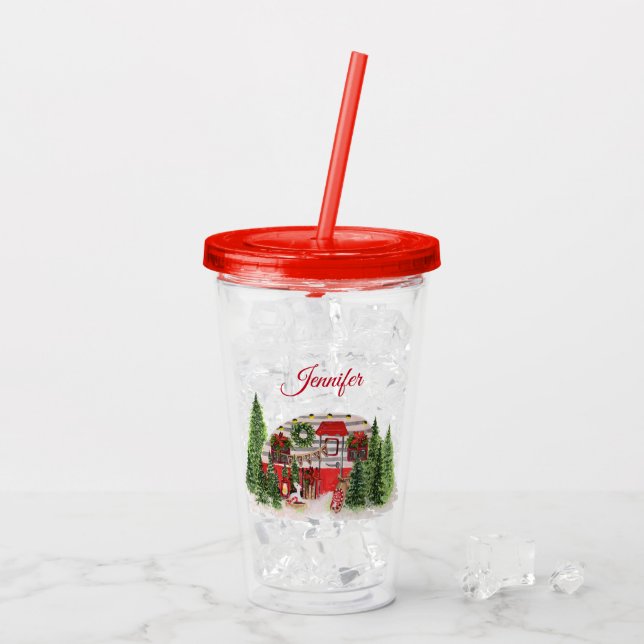 Vaso Acrílico Navidades Trailer Camper Outdoorsy Tema (Reverso (hielo))