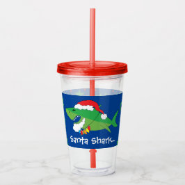 Vaso Acrílico Navidades Tumbler acrílico 16 oz Santa Shark