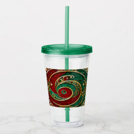 Vaso Acrílico Navidades verdes de oro rojo festividad de Tumbler