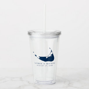 Vaso Acrílico Navy Blue Nantucket Island ACK Wedding Favor