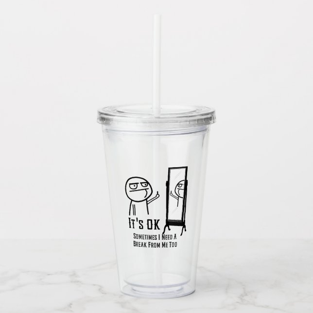 Vaso Acrílico Necesito un descanso (Anverso)