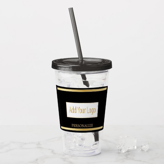 Vaso Acrílico Negro y oro - Logotipo (Anverso (hielo))