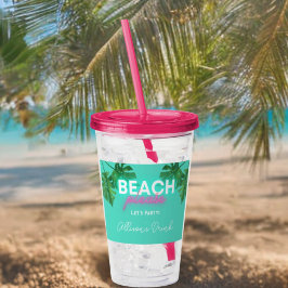 Vaso Acrílico Neon Beach Por Favor Bachelorette Party Personaliz